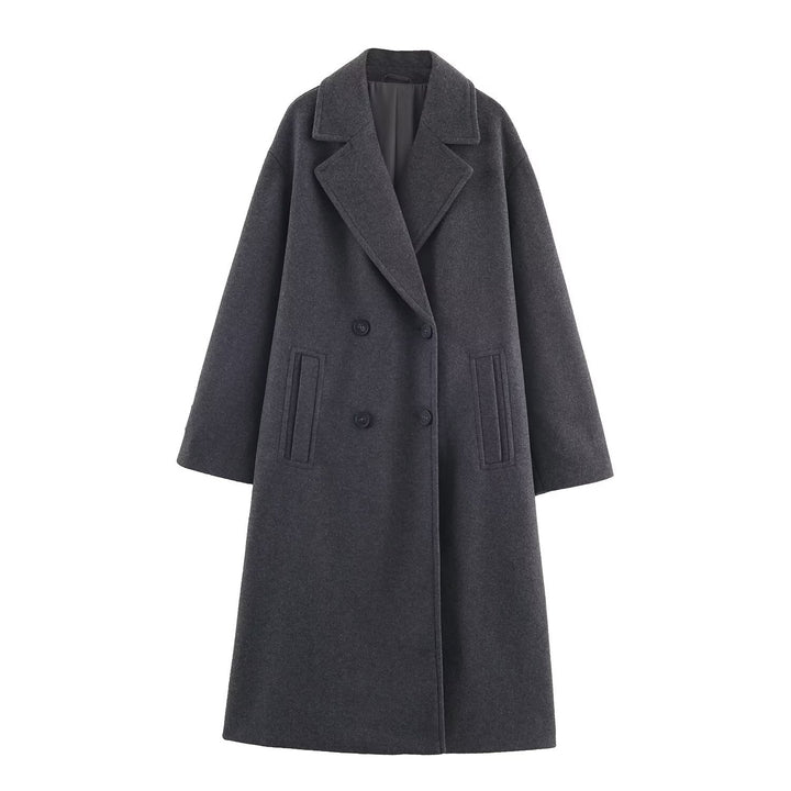 Damen Doppelreihiger Oversize‑Mantel mit fallendem Revers und Eingrifftaschen Echo Archiv