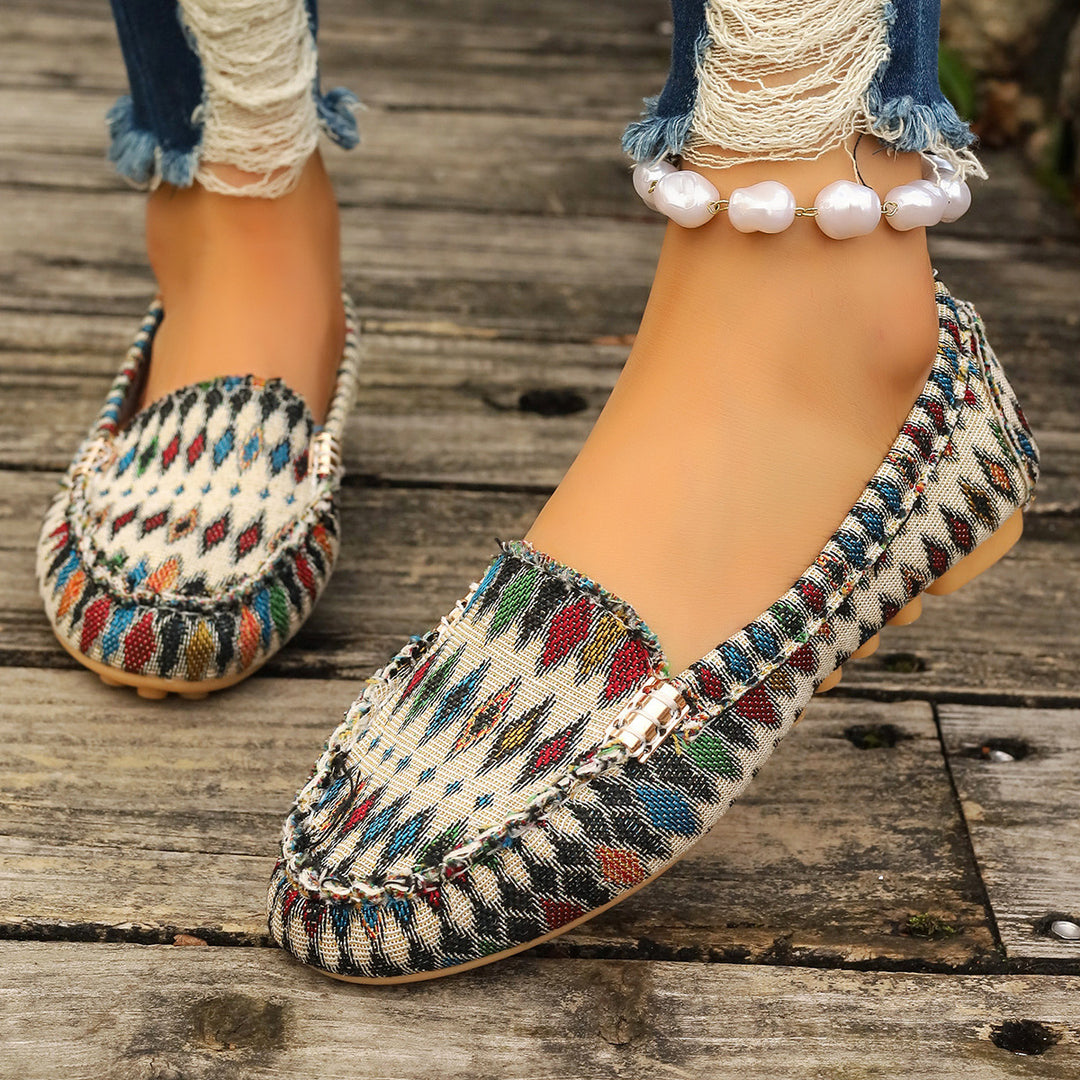 Damen Metallic Mokassin mit Noppenlaufsohle und Ziermetalldetail – Lioré