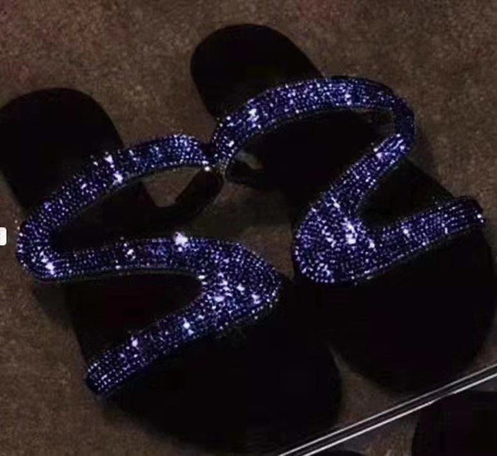 Damen Glitzer-Sandale mit geschwungenen Strass‑Riemen und gepolstertem Komfortfußbett – Sorelia