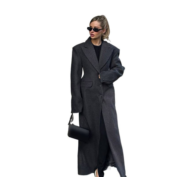 Damen Maxi-Wollmantel mit Oversized-Schnitt und strukturierter Schulterpartie Echoarchiv