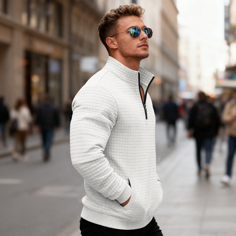 Herren Fleece-Pullover mit hohem Kragen und praktischem Reißverschluss Echoarchiv