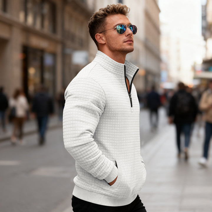 Herren Fleece-Pullover mit hohem Kragen und praktischem Reißverschluss Echoarchiv