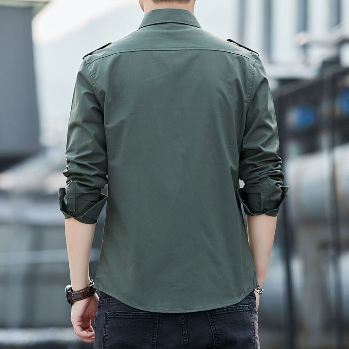 Herren legeres Utility-Overshirt aus Baumwollmix mit Schulterpatten und Pattentaschen Echoarchiv