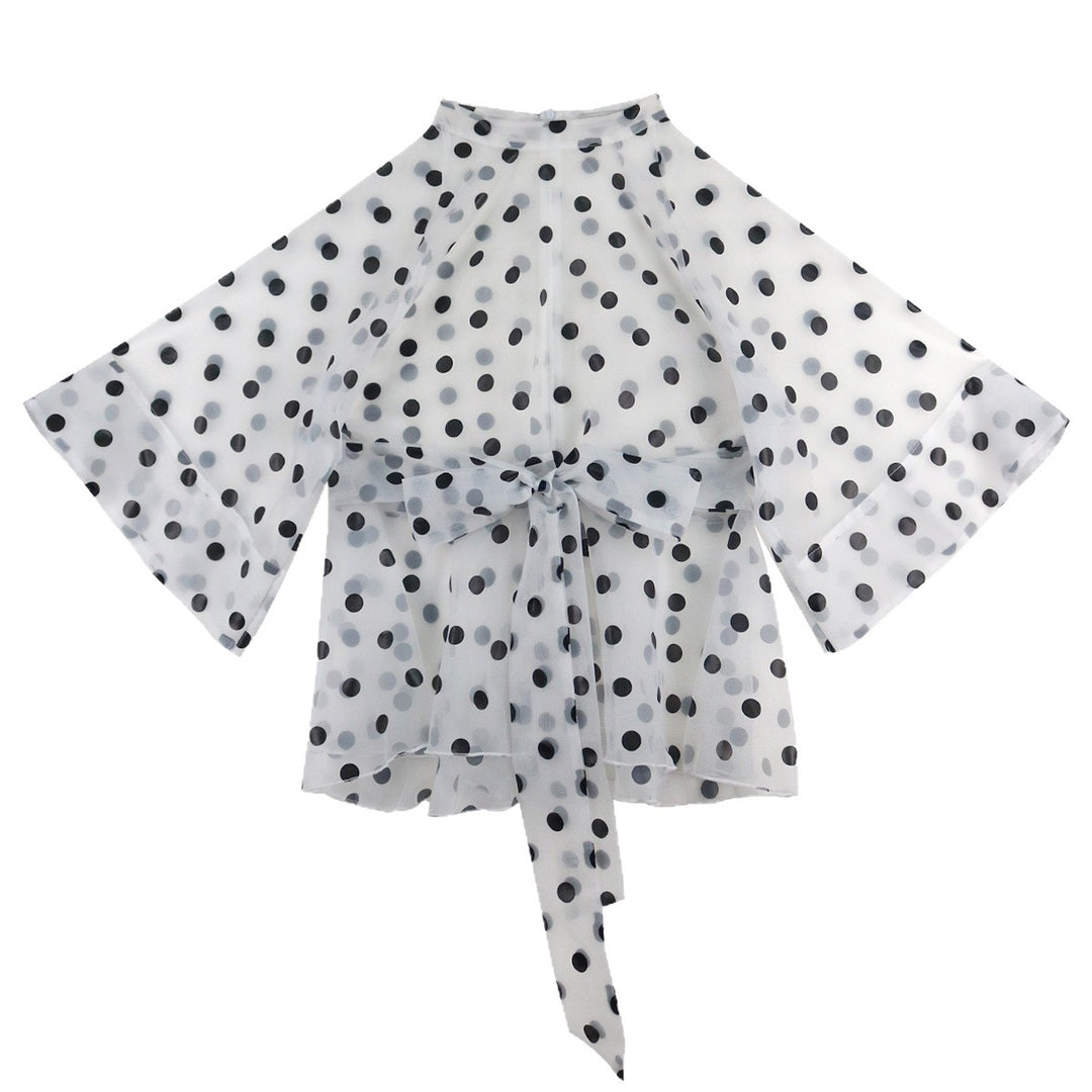 Damen Chiffonbluse mit gepunktetem Design und elegantem Taillengürtel Echo Archiv