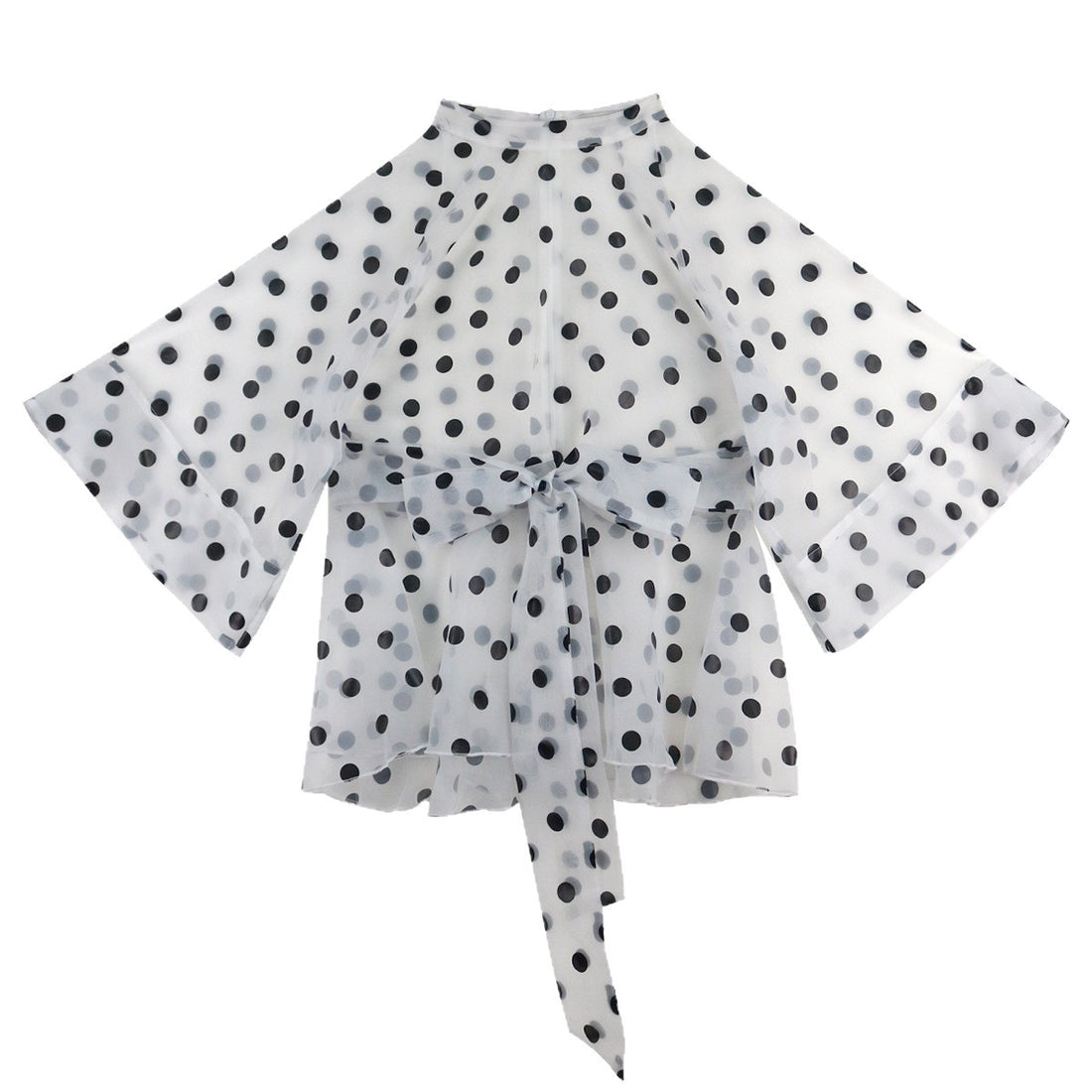 Damen Chiffonbluse mit gepunktetem Design und elegantem Taillengürtel – Élovi