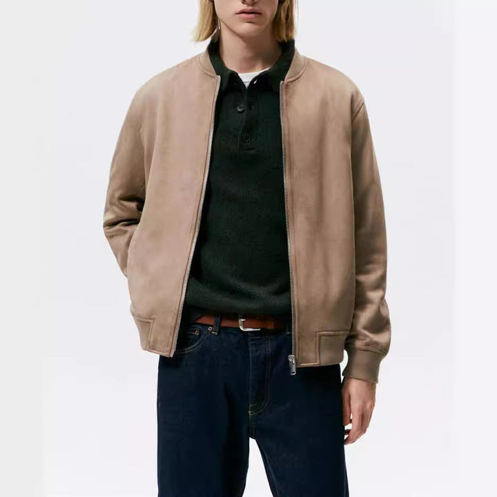 Herren Casual Elegante Sweatjacke mit Rundhalsausschnitt und seitlichen Eingrifftaschen Hedi-Mode