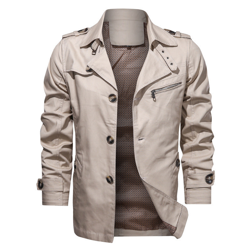 Herren Leichte Fieldjacke im Trenchstil mit Reverskragen und Schulterklappen – Taviero