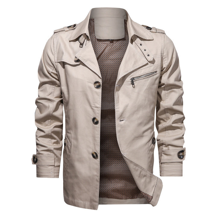 Herren Leichte Fieldjacke im Trenchstil mit Reverskragen und Schulterklappen – Taviero