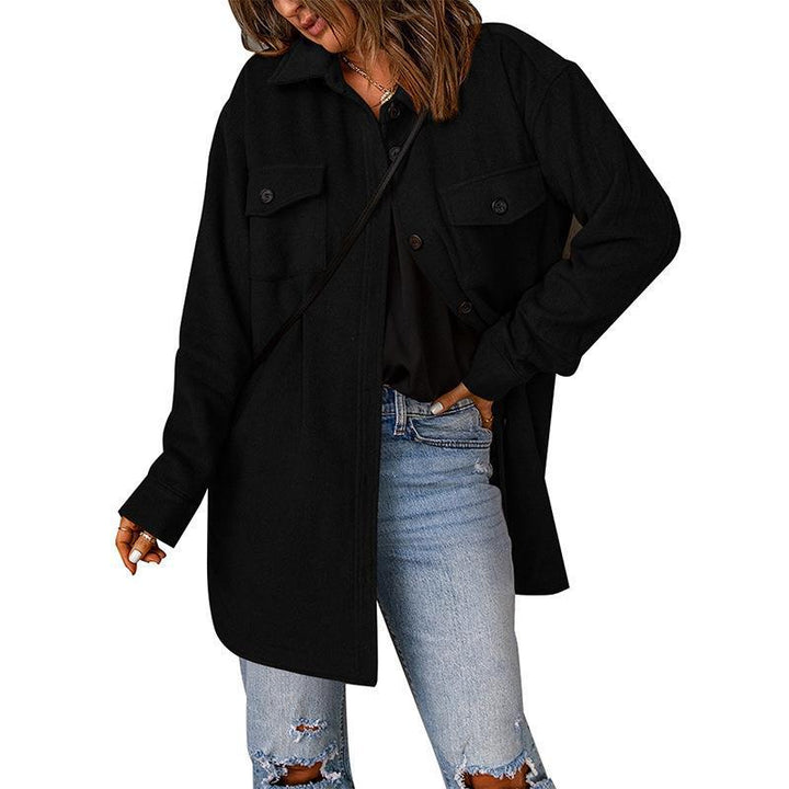Damen Oversize-Hemdjacke mit Brustklappen und langem Schnitt Echoarchiv