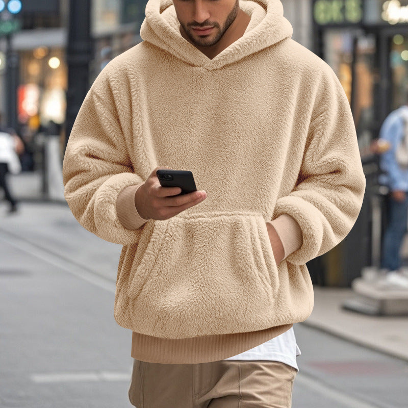 Herren übergroßer Fleece-Hoodie mit Kängurutasche und gemütlichem Schnitt Echoarchiv