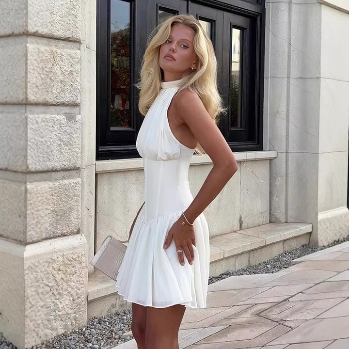 Damen schulterfreies Minikleid mit elegantem Halterneck und schwingendem Rock Echo Archiv