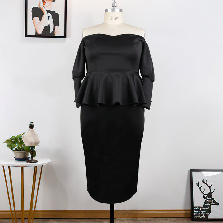 Damen Figurbetontes Peplum Kleid mit Off-Shoulder Ausschnitt Echo Archiv