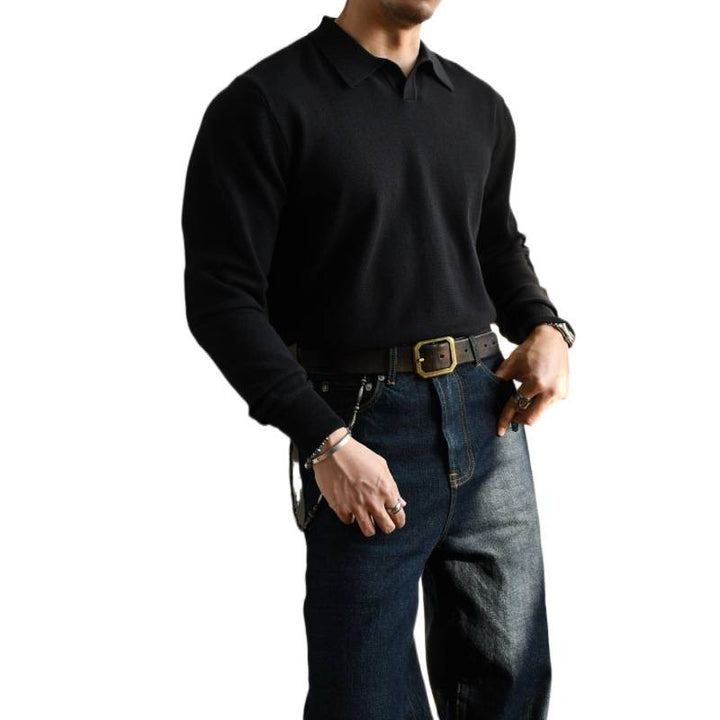 Unisex Oversized Polokragen-Feinstrickpullover mit weitem Schnitt Echoarchiv