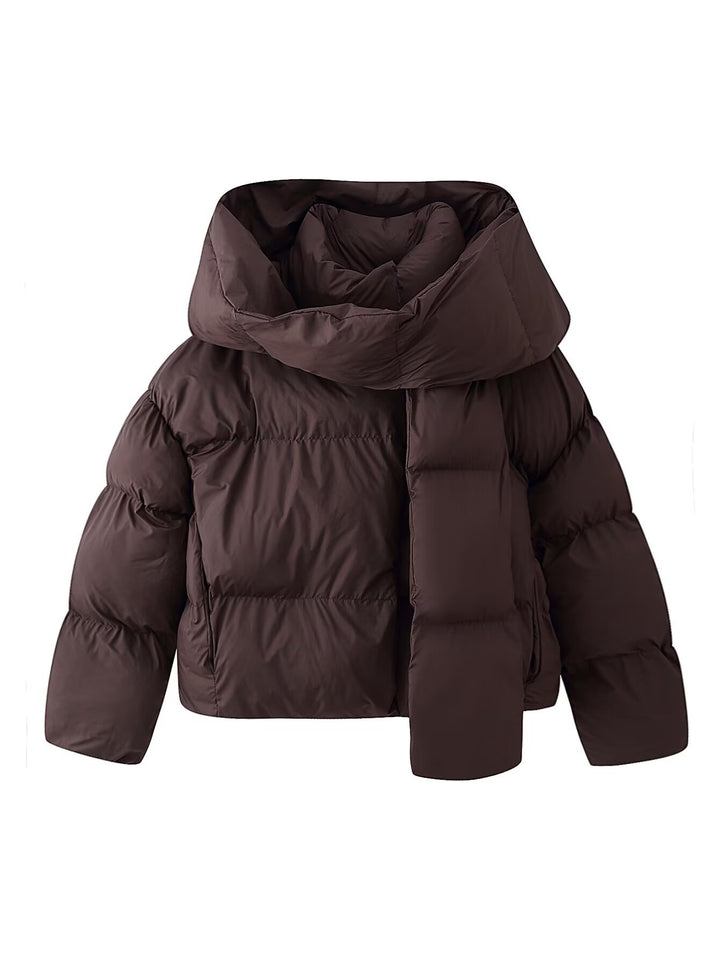 Damen Kurz geschnittene Steppjacke mit extrabreitem Schalkragen und wattierter Kapuze Echoarchiv