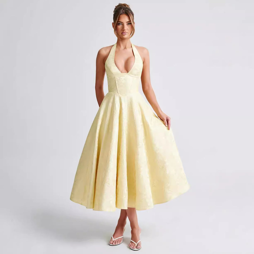 Damen Elegantes Halterneck-Ballkleid mit weitem Rock Echo Archiv