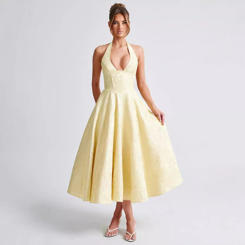 Damen Elegantes Halterneck-Ballkleid mit weitem Rock Echo Archiv