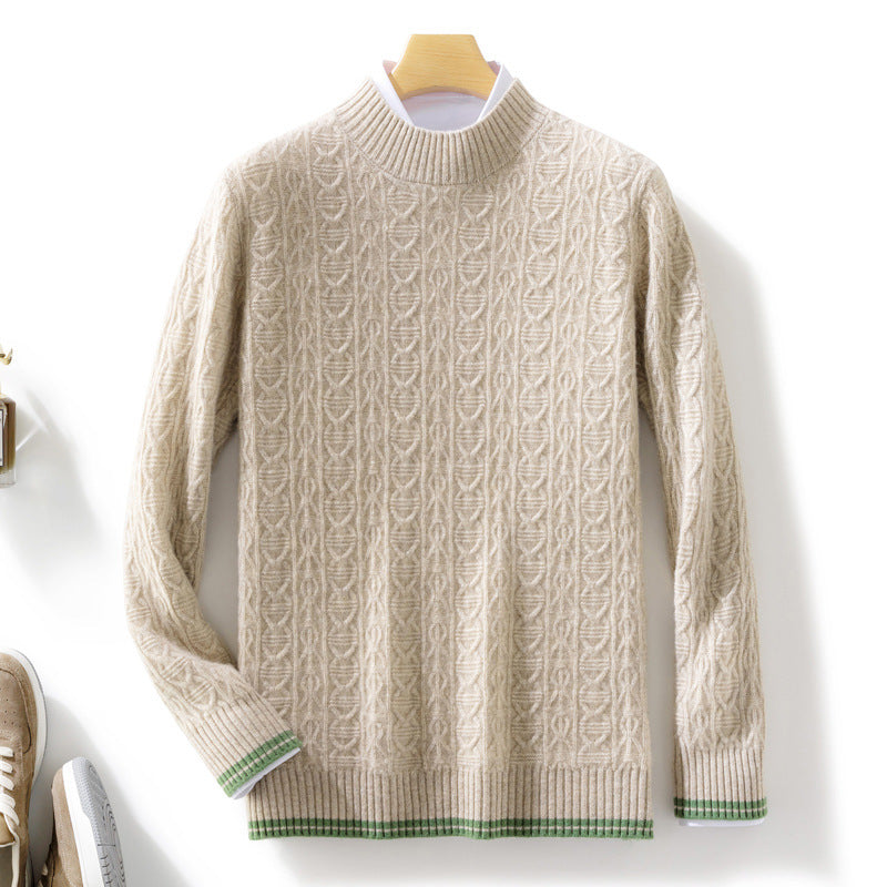 Damen Feinstrickpullover mit Zopfmuster, kurzem Stehkragen und gerippten Abschlüssen Echoarchiv