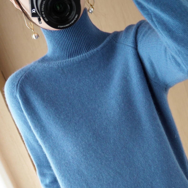 Damen Luxus-Feinstrick-Rollkragenpullover mit Daumenlochbündchen und femininer Schulterpasse Echoarchiv