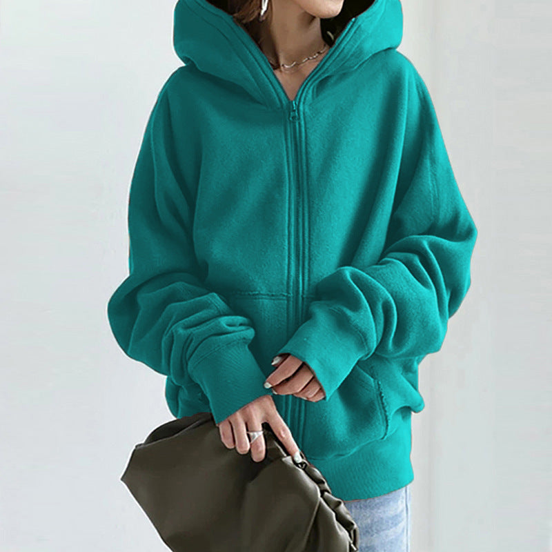 Damen nan übergroße Kapuzenjacke mit Reißverschluss und Kängurutasche aus flauschigem Fleece Echo Archiv