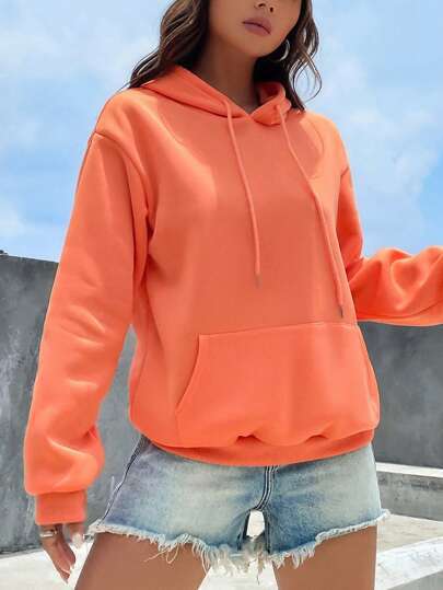 Damen nan cropped Oversize-Hoodie mit tiefer Schulterpartie, Kängurutasche und fleecegefüttertem Innenleben Echo Archiv