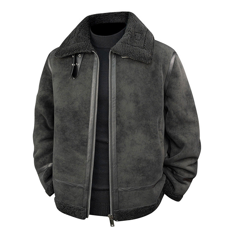 Herren Stylische Bomberjacke mit Kunstfell-Kragen Echo Archiv