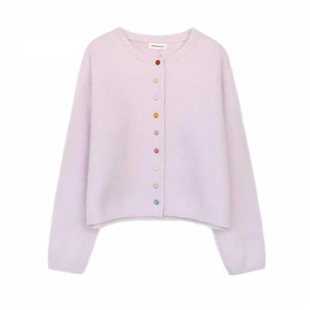 Damen Verspielte Strickjacke mit bunten Knöpfen Echo Archiv