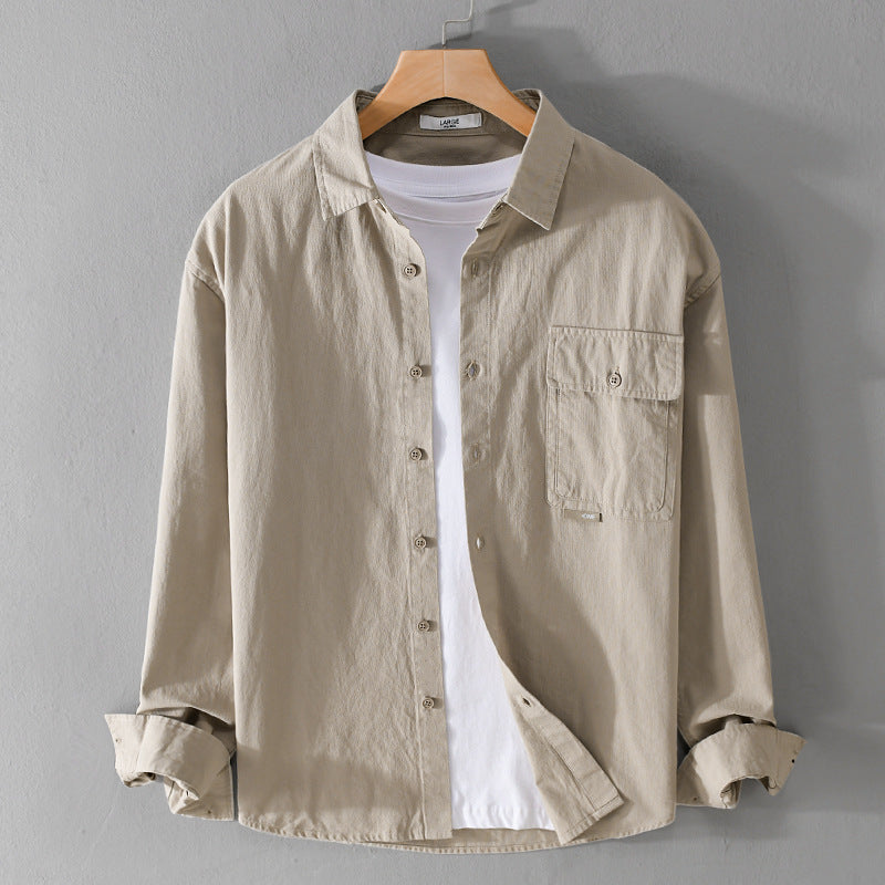 Herren Vielseitiges Baumwoll-Overshirt mit aufgesetzter Klappentasche und entspanntem Schnitt Echoarchiv
