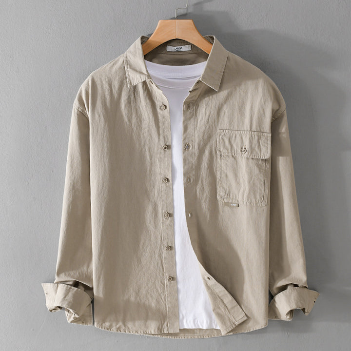 Herren Vielseitiges Baumwoll-Overshirt mit aufgesetzter Klappentasche und entspanntem Schnitt Echoarchiv