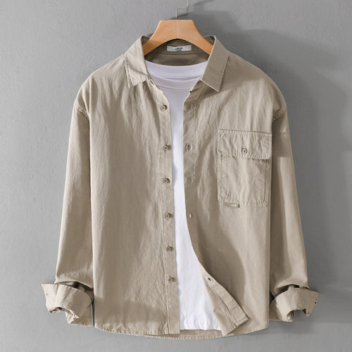 Herren Vielseitiges Baumwoll-Overshirt mit aufgesetzter Klappentasche und entspanntem Schnitt Echoarchiv