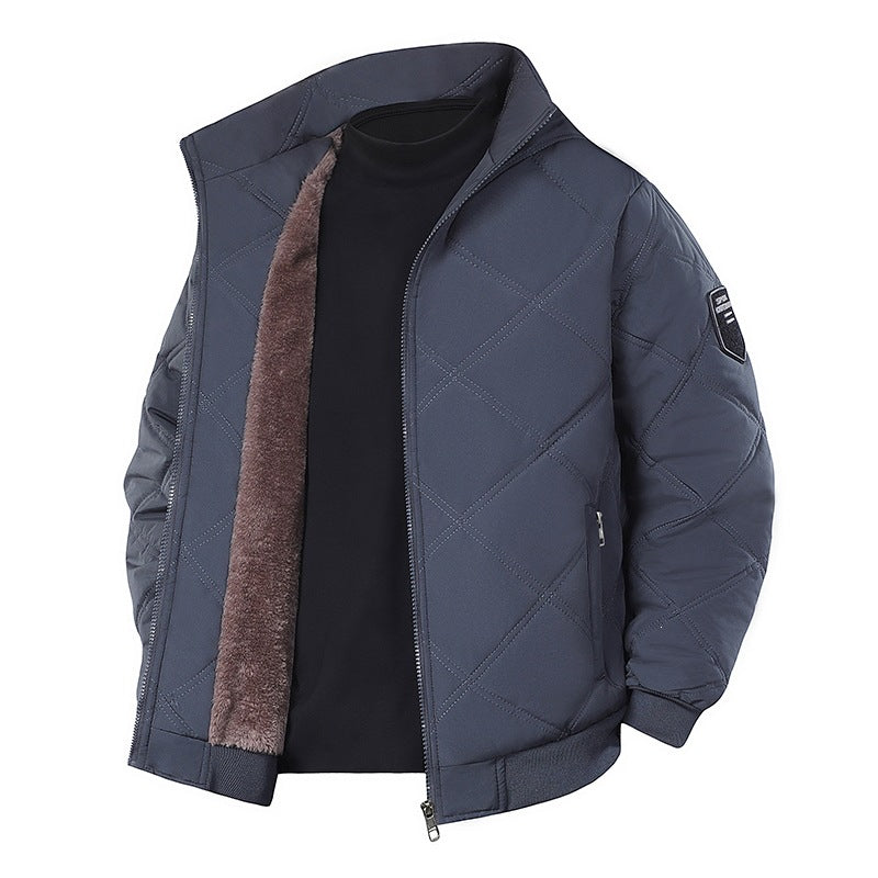 Herren gestepptes Bomberjacke mit Teddyfell-Innenfutter, Stehkragen & Reißverschluss Echoarchiv