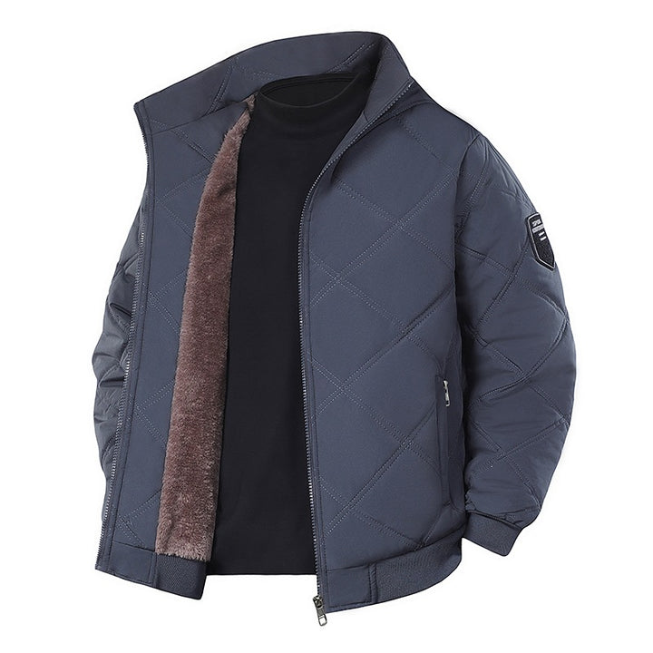 Herren gestepptes Bomberjacke mit Teddyfell-Innenfutter, Stehkragen & Reißverschluss Echoarchiv