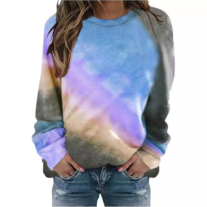 Damen Oversize Batik Sweatshirt mit Rundhalsausschnitt und weichen Rippbündchen Echoarchiv