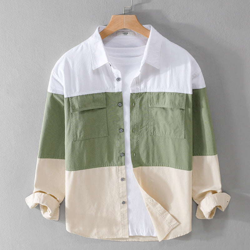 Herren Colorblock-Overshirt im Hemdjackenstil mit Brusttaschen und Relaxed-Fit Echoarchiv