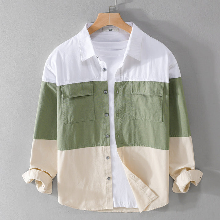 Herren Colorblock-Overshirt im Hemdjackenstil mit Brusttaschen und Relaxed-Fit Echoarchiv