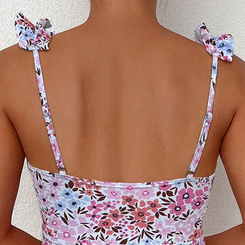 Damen Blümchen Badeanzug mit Rüschendetails Echo Archiv