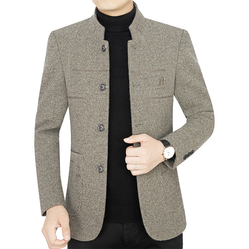 Herren Kurzmantel-Blazer mit Stehkragen und dekorativen Ziernähten – Tianoro