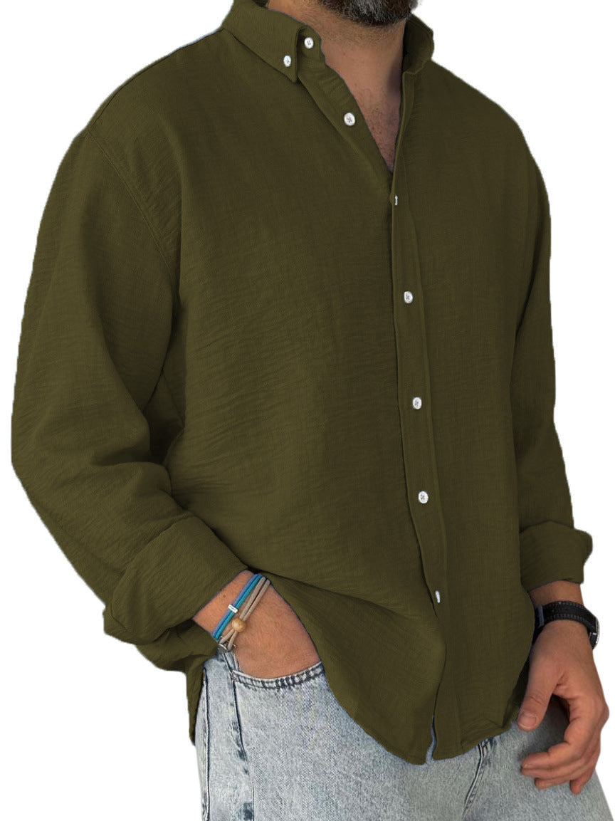 Herren nan leichtes Baumwoll-Leinen-Hemd mit Button-Down-Kragen und entspannter Relaxed-Fit Echo Archiv