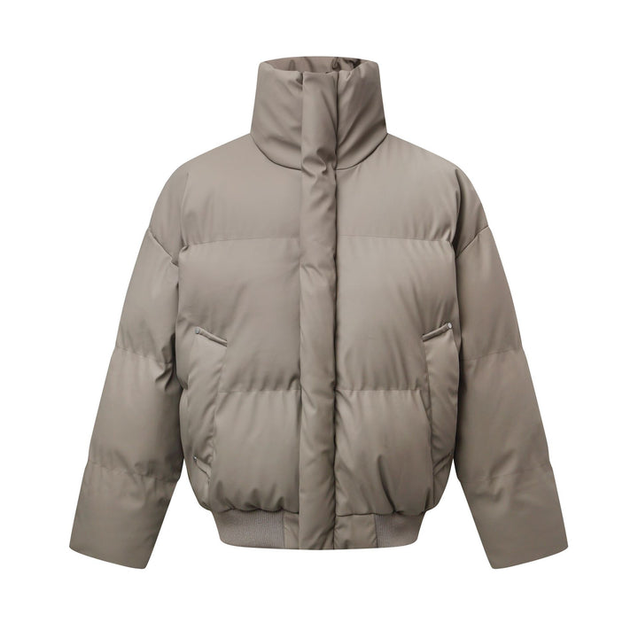Damen Kurz geschnittener Stepp-Winterparka mit hohem Stehkragen und geripptem Saum Echoarchiv
