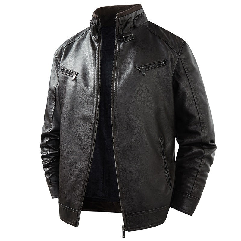 Herren Modische Lederjacke mit Fleece-Futter Echo Archiv