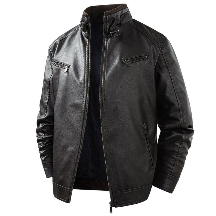 Herren Modische Lederjacke mit Fleece-Futter Echo Archiv