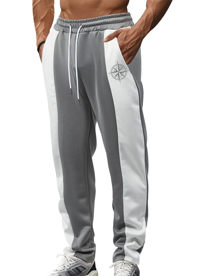 Herren nan sportive Trackpants mit seitlichen Kontrastbahnen elastischem Bund Kordelzug und Hirschstickerei Echo Archiv