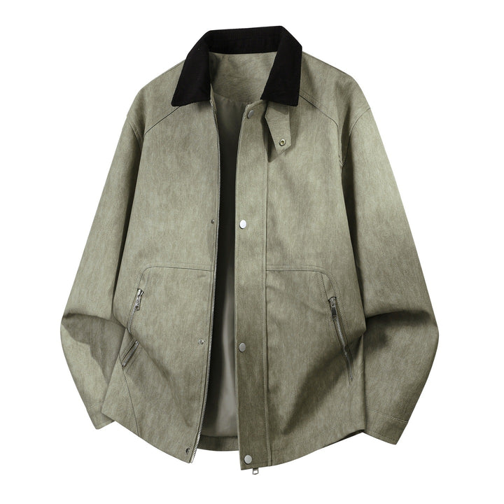 Herren Robuste Kunstleder‑Bomberjacke mit Cordkragen, Zwei‑Wege‑Reißverschluss & Reißverschluss‑Taschen Echoarchiv
