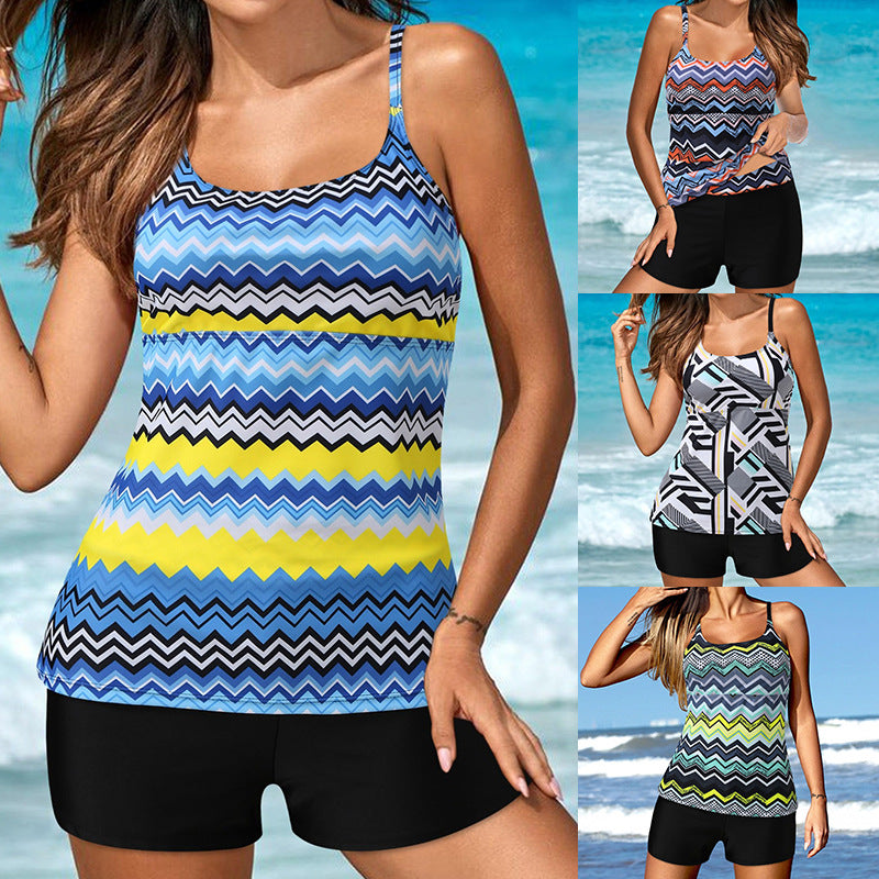 Damen Tankini-Set mit grafischem Muster und bequemen Shorts Echo Archiv