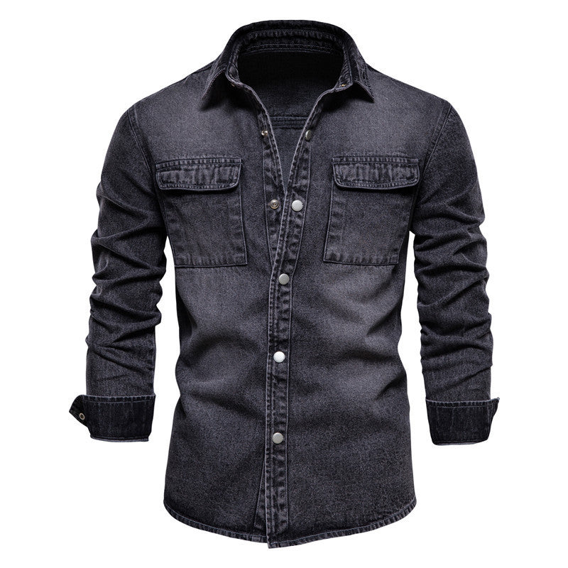 Herren nan lässiges Jeans-Overshirt mit Druckknopfleiste, aufgesetzten Brusttaschen und klassischem Hemdkragen Echo Archiv