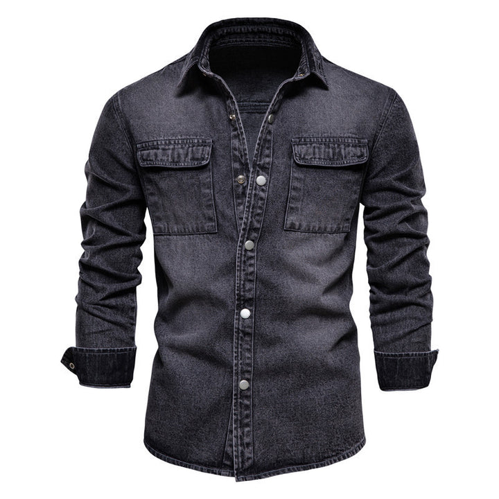Herren nan lässiges Jeans-Overshirt mit Druckknopfleiste, aufgesetzten Brusttaschen und klassischem Hemdkragen Echo Archiv