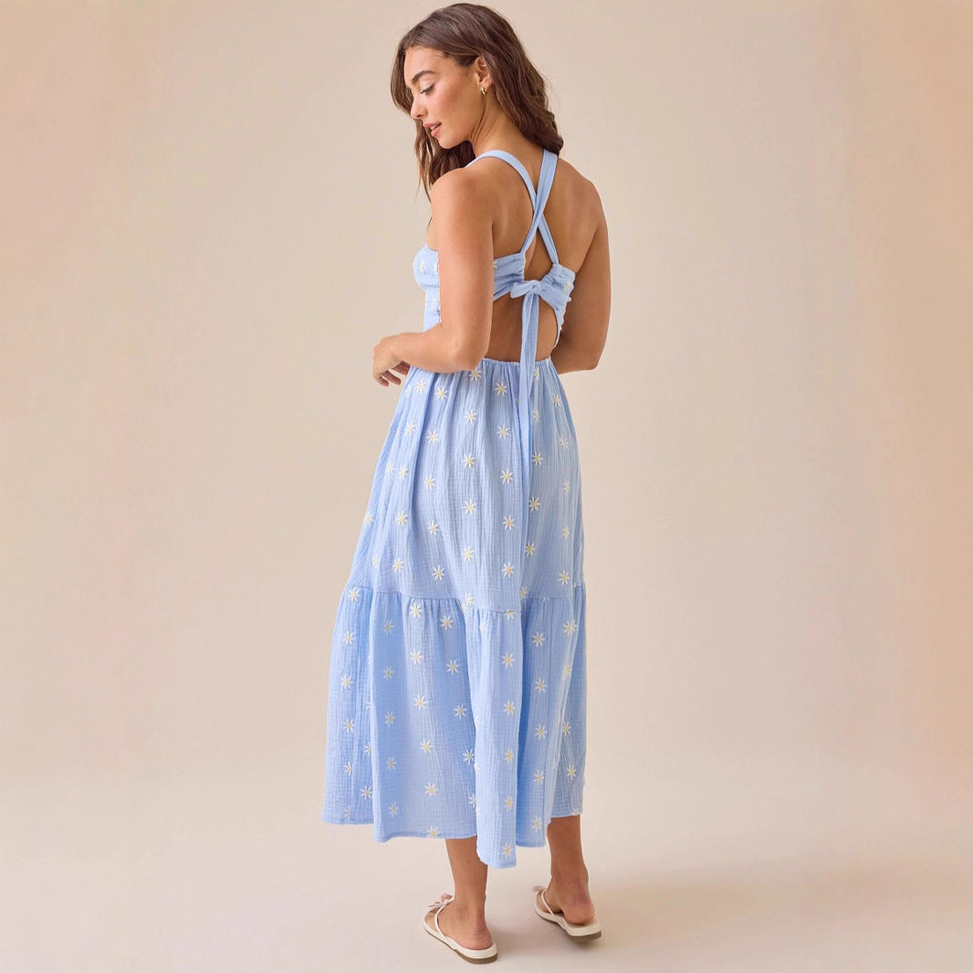 Damen Maxikleid mit gesticktem Design und luftiger Passform Echo Archiv