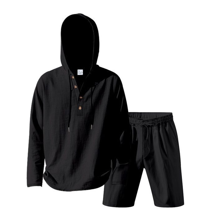 Herren lässiger Pullover mit Kapuze und praktischen Shorts Echoarchiv