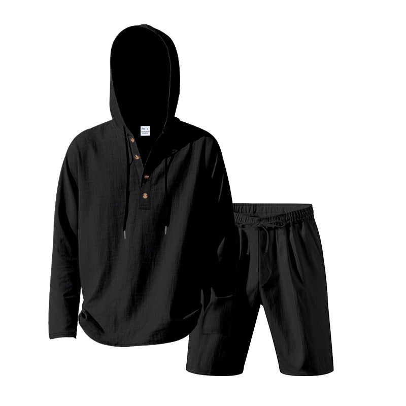 Herren lässiges Set mit Kapuze und Shorts Echoarchiv