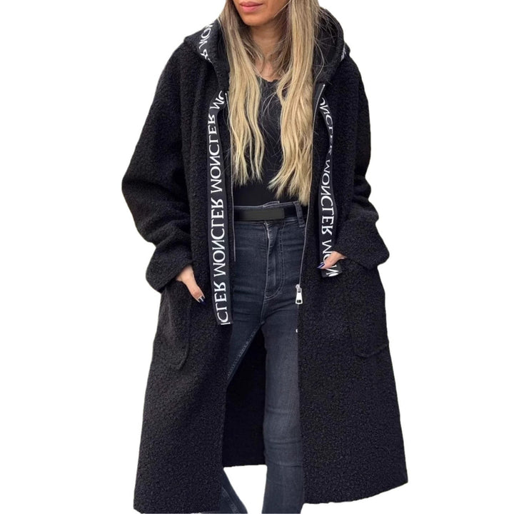 Damen Modischer Oversized-Fleece-Mantel mit praktischen Taschen und Kapuze Echoarchiv