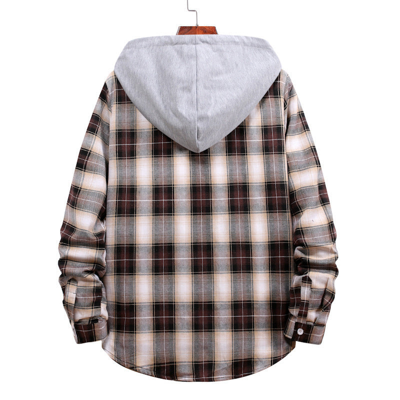 Herren Karohemdjacke mit Kapuze und großzügigen Taschen Echoarchiv